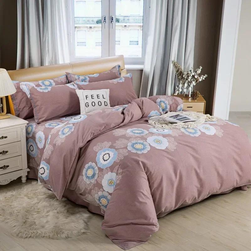 Luxury King Queen Size Bed Duvet Coat Sheet Quilt Cover Set Thickened Pure Cotton Brushed Bedding Four-piece Set