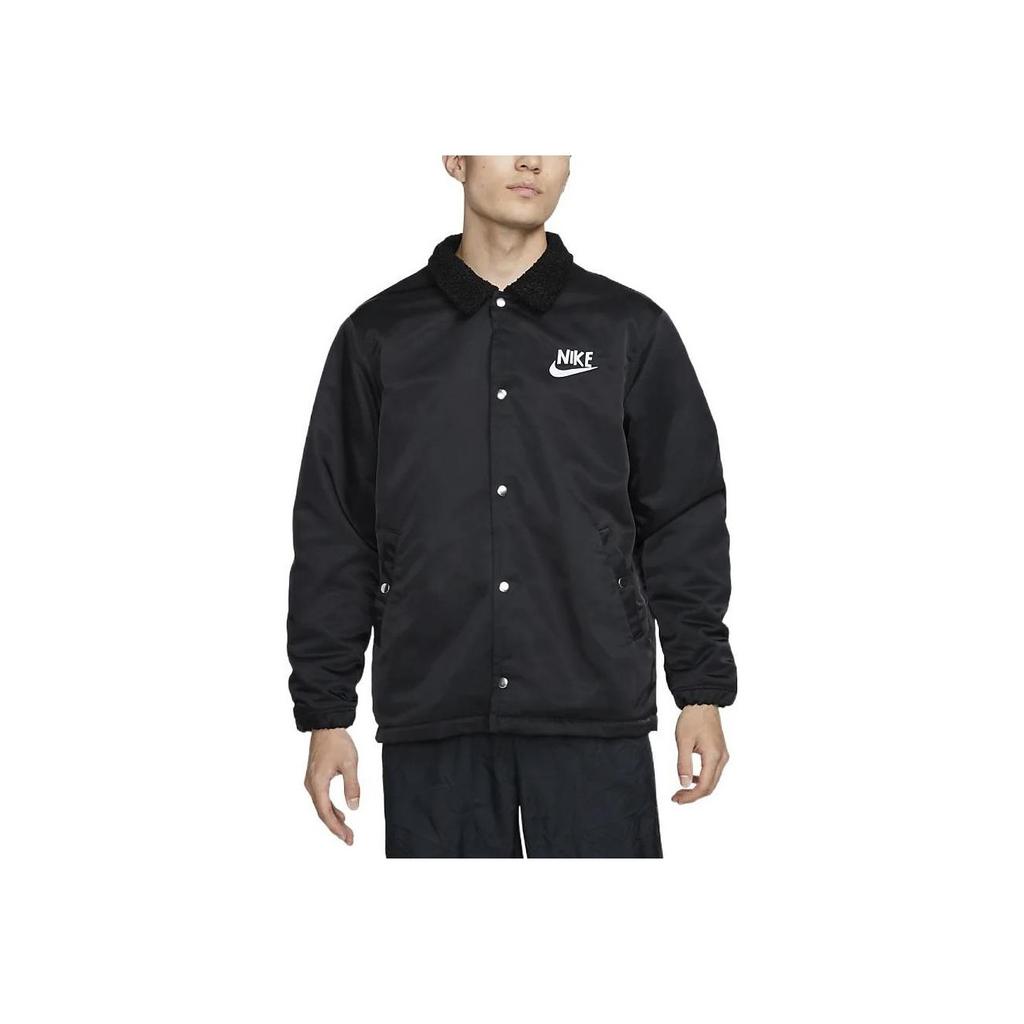 Nike Solid Logo Print Polo Jacket Men Jackets Black DQ4192-010