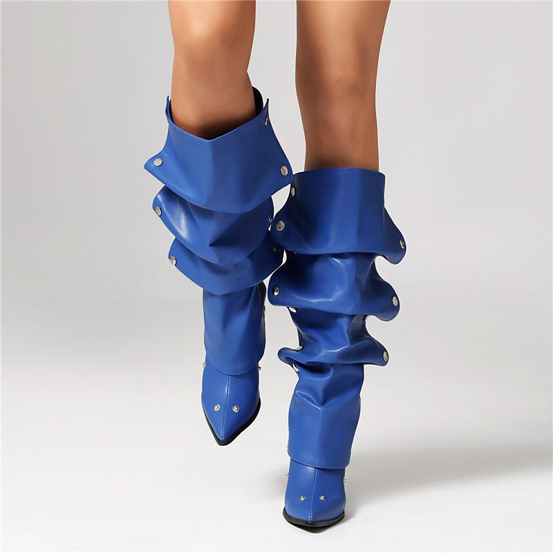 Dames høye hæler sexy europeisk og amerikansk stil nye spisse tynne hæler store størrelser middels støvletter