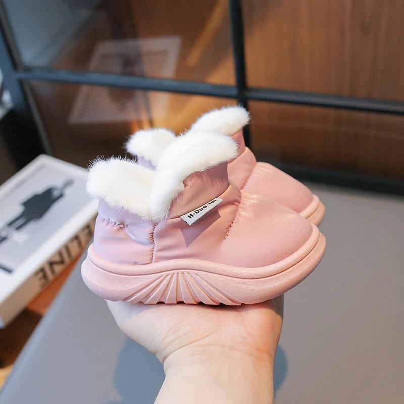 Winter New Children's Snow Boots for Girls Waterproof Baby Indoor Cotton Shoes Soft Sole Boys Cotton Boot Outdoor Fur Thickening