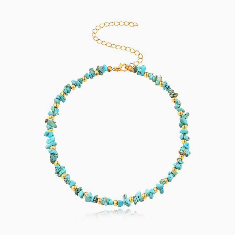 Europe, America, Fashion Trend, Street Photography, Women's Necklace, Transparent White Crystal Irregular Turquoise Necklace.