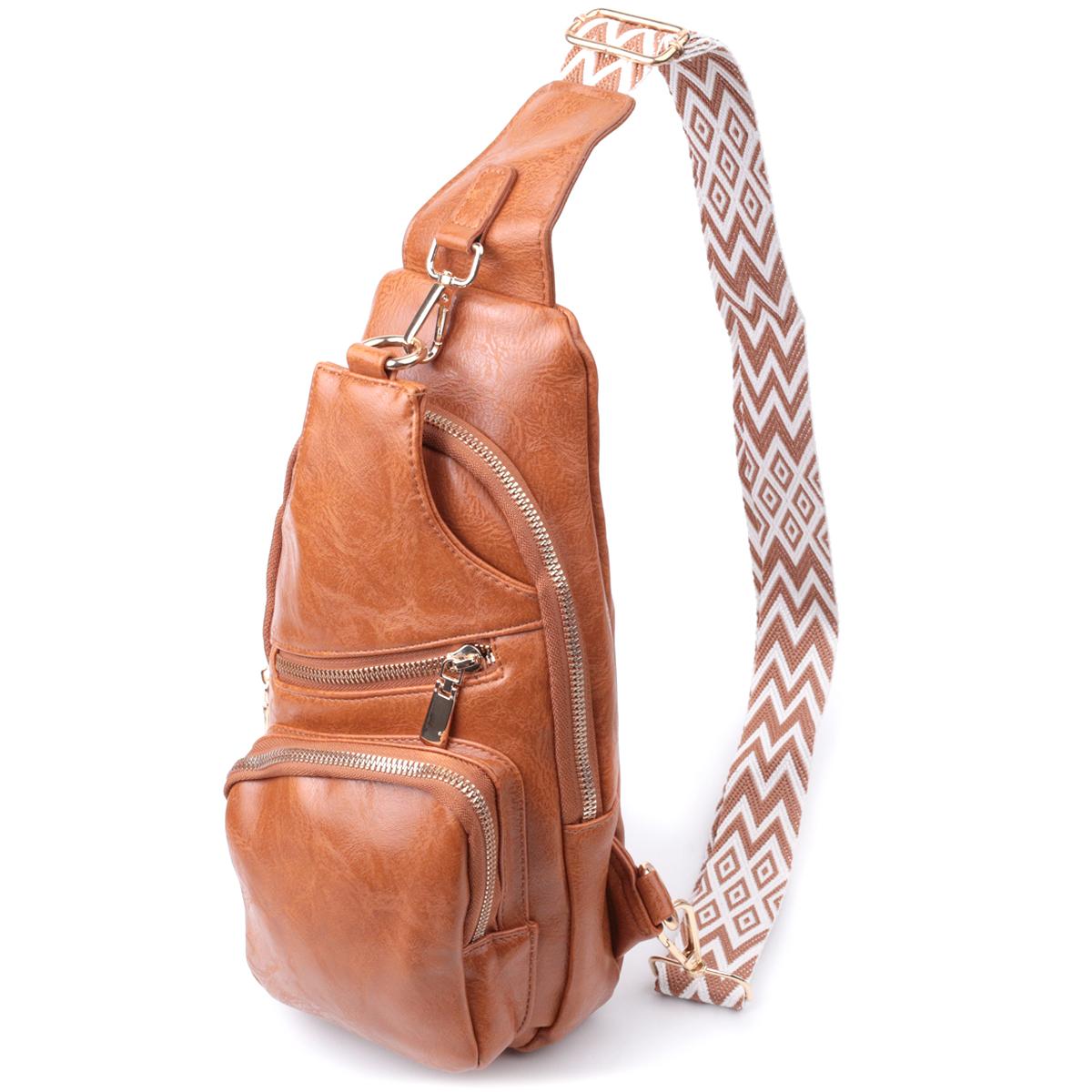 

Стильная женская сумка-слинг через плечо из экокожи VINTAGE Bag 22751 Рыжий