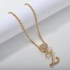 26 Flower Letter Necklace: Hip Hop Heart Pendant with Full Diamond Inlaid Tennis Chain for Women