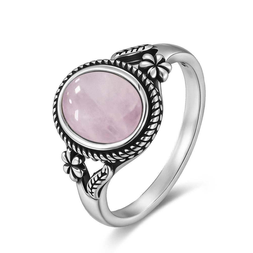 Vintage  Sterling Silver Natural Black Onyx 8*10mm Ring Flower Shaped Ring Fine Jewelry Finger Ring For Women