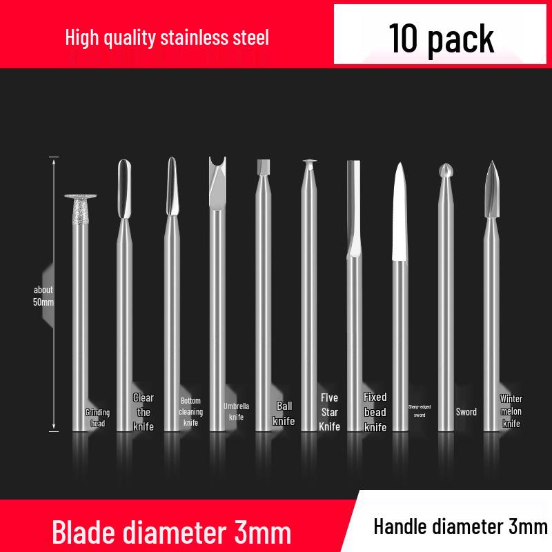 Dental & Wood Carving Tool Set: Power Tool, Engraving Knife, Steel Drill Bit, Grinding & Scribing Heads