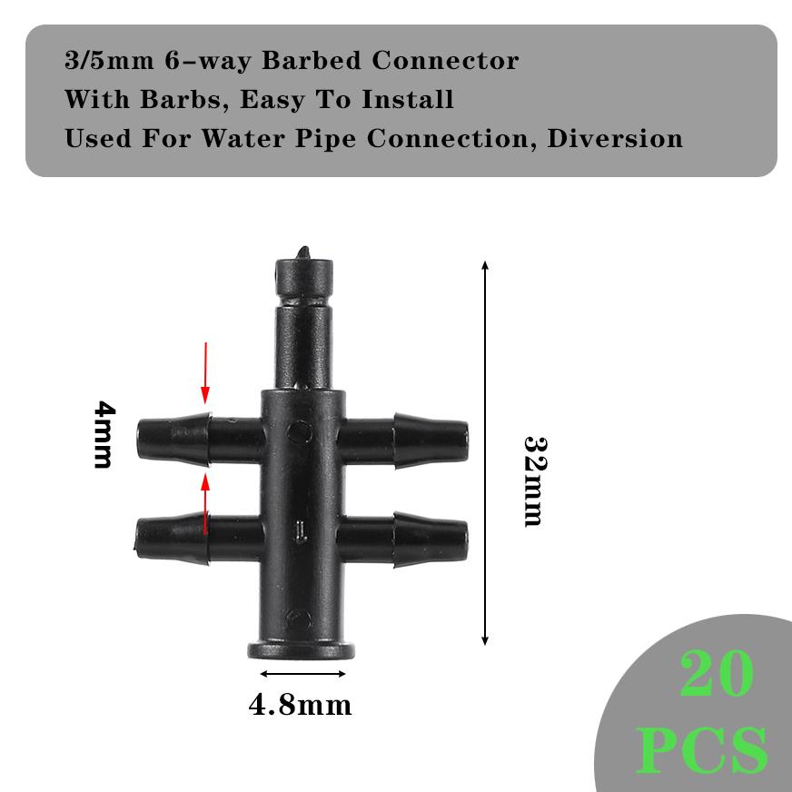 20pc Garden Irrigation Connector Barb 3/5 Mm 3 Way Elbow Water Pipe Connector Accessory Repair For Garden Potted Plants