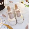 Chinese Knot Women Cotton Fabric Embroidered Ballet Flats Retro Ladies Casual Traditional Old Beijing Shoes Solid Color
