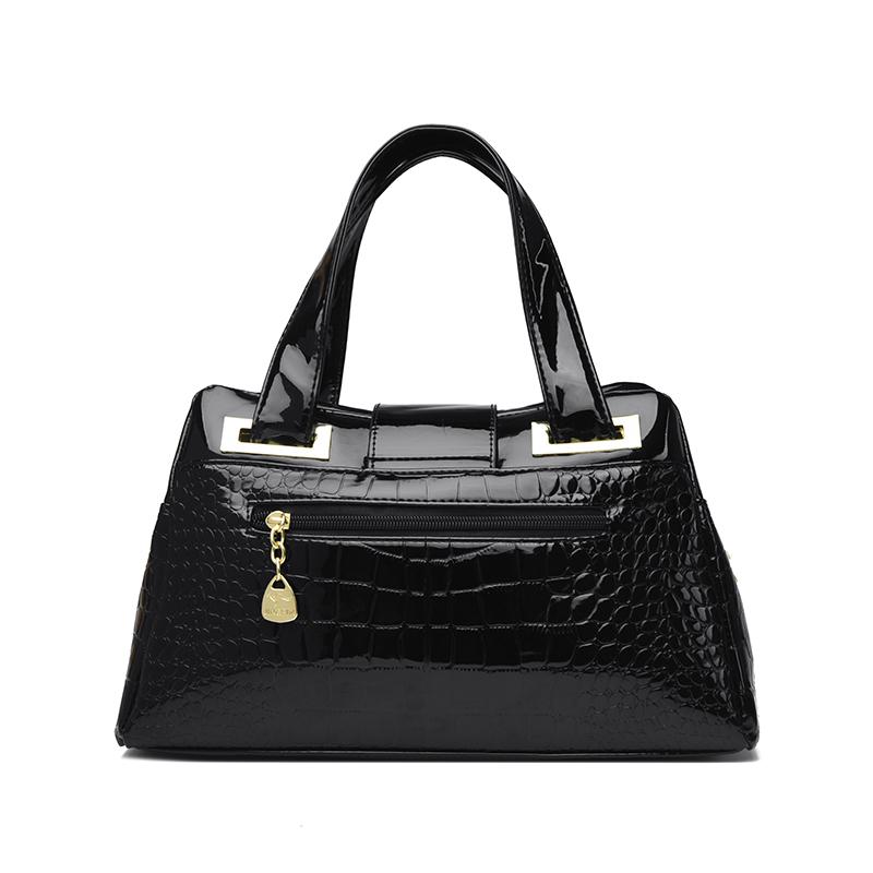 Glossy Crocodile Texture Handbag with Square Buckle Design for Women Daily Office Use Chic Elegant Style