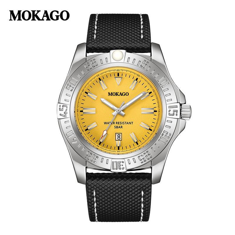 Mokaga Men s High-End Waterproof Quartz Watch with Simple Calendar & Luminous Stripe Markers