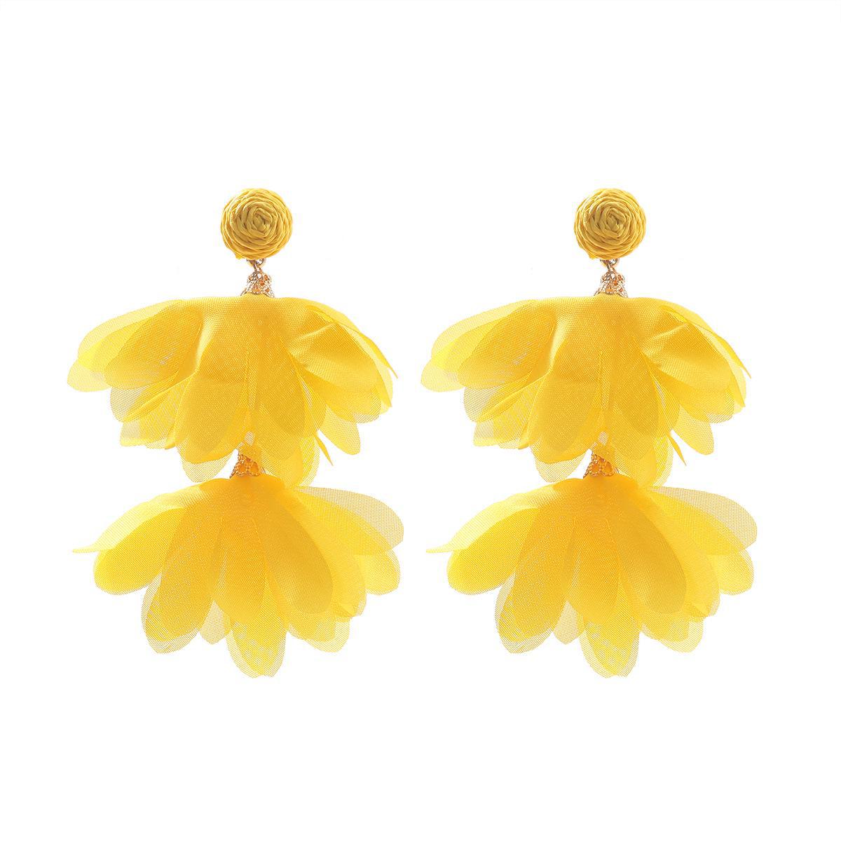 

«Цветные геометрические серьги-кисточки»: Круглые лепестки ручной работы с европейским и американским колоритом. жёлтый