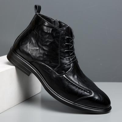 Vintage Style Mens Boots Fashion Botines Zip Lace-up Ankle Boots Classic Business Dress Shoes Versatile Leather Man Casual Shoes