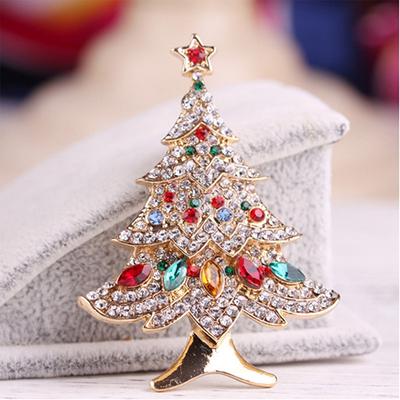Weihnachtsbaum-Broschen für Frauen Vintage Mehrfarbige Weihnachtsbaum-Brosche Anstecknadel Hochzeitsparty-Schmuck