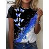 Butterfly Graphic Women Fashion T-Shirts Short Sleeve Summer 3d Print Street Hip Hop Lady Tee Casual Tops