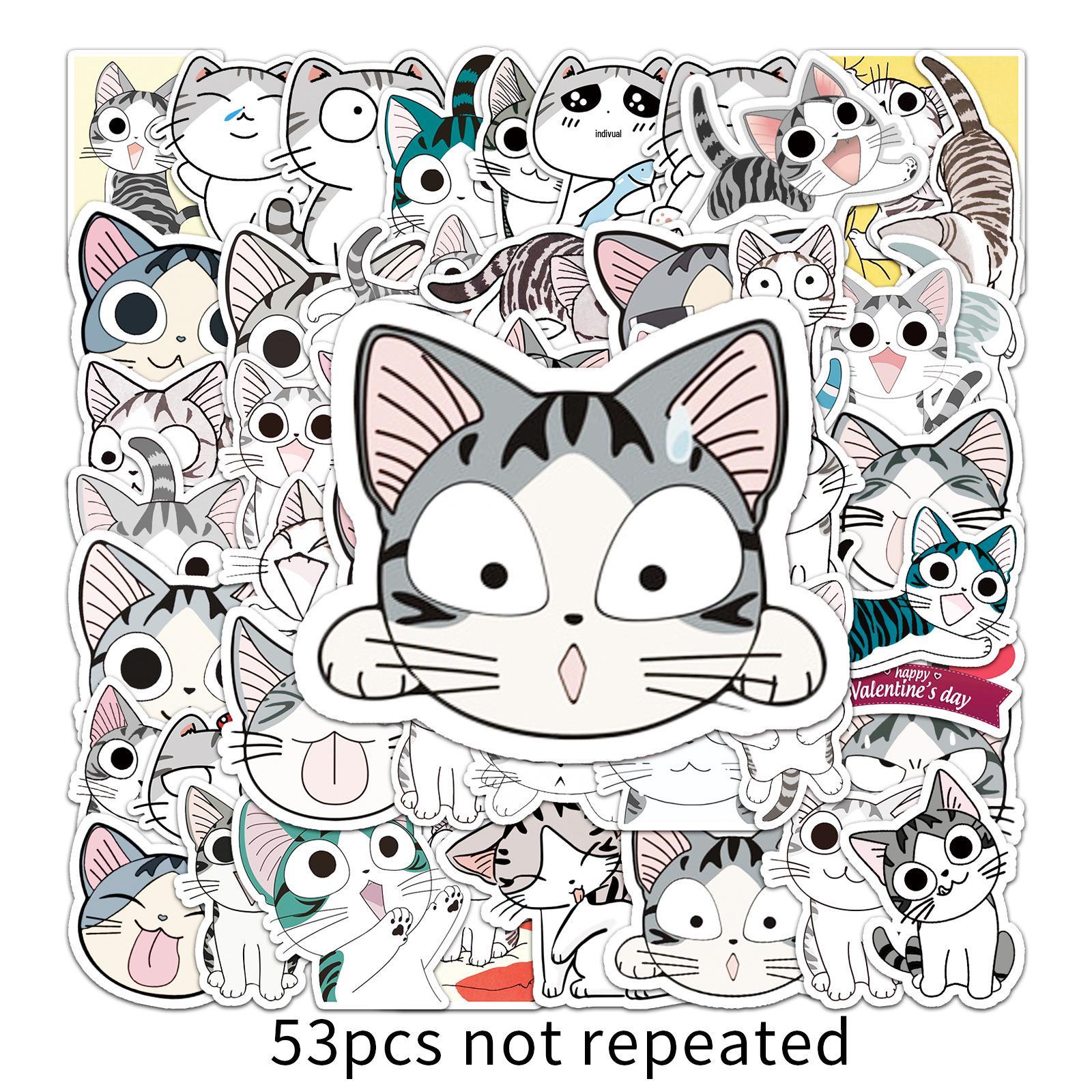

53 Милые мультяшные наклейки с котятами и сыром для украшения чемодана, ноутбука или автомобиля