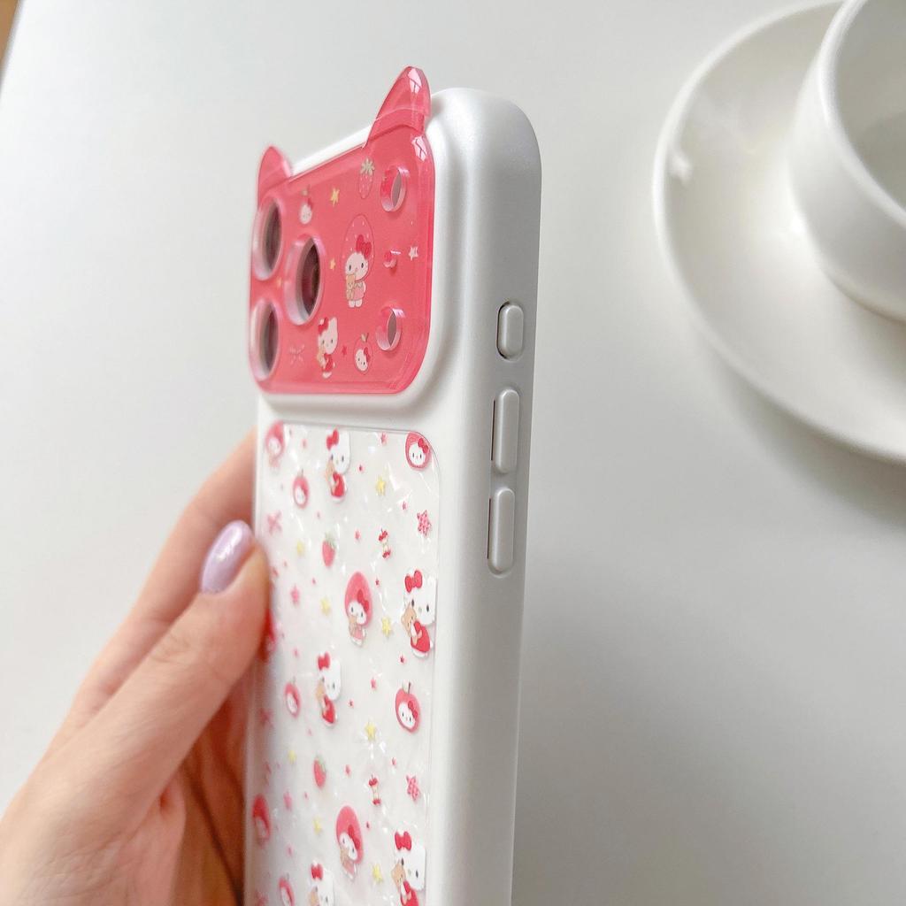 Cute Cartoon KT Cat Anti-Fall Phone Case for iPhone 15, 17/16 Pro Max