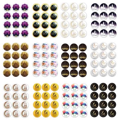 120 Pack Decorative Eid Mubarak Labels Ramadan Stickers Round for Art DIY Craft Journal Scrapbook Handbook Gift Package