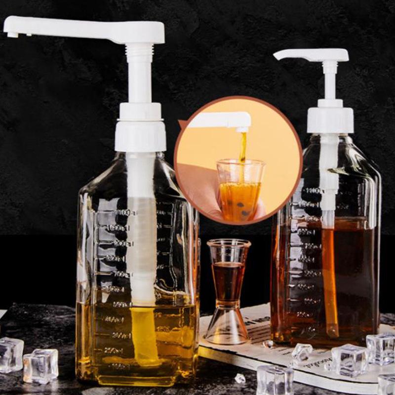 Home 1600Ml Liquid Dispenser With Scale Coffee Syrup Bee Drip Bottle With Hydraulic Pump Nozzle Head Kitchen Honey Jar Container