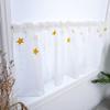 Kitchen Tiers Cabinet Embroidery Curtain Short Curtain Half  Window Treatment(Yellow Stars)