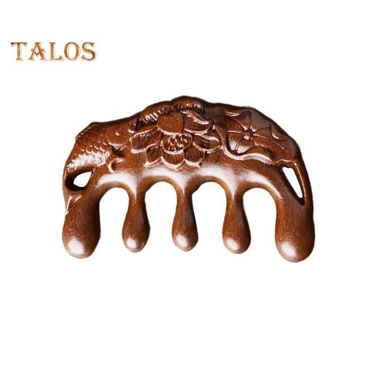 

Массажная расческа для кожи головы из сандалового дерева с широкими зубьями, резная рыба-лотос, стимулирующая рост волос, деревянная ручная головка, массажер для всего тела цвет старого дерева