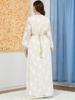 Women's V-neck Long Sleeve Middle Eastern Abaya Two-Piece Set Dress