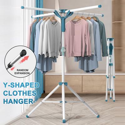 Foldable Clothes Drying Rack with Pulley Stainless Steel Cloth Hanger Outdoor Indoor Cloth Drying Hanging Rack Balcony Bedroom Hanger