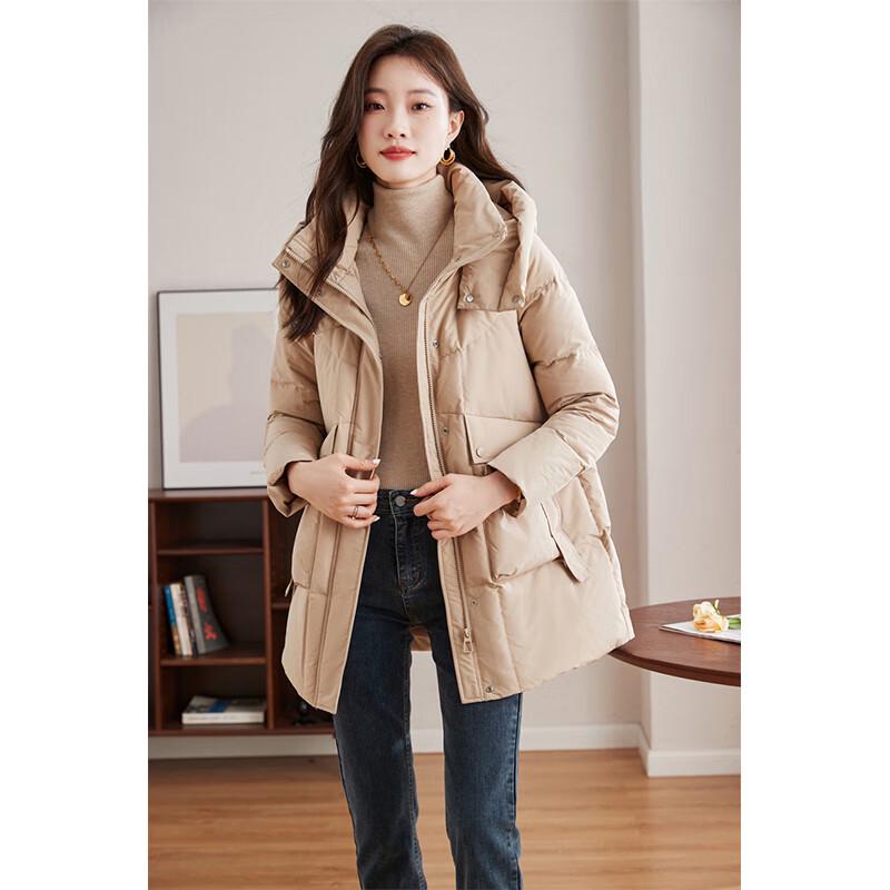 Fengxun Women's Winter Hooded Down Jacket FXJH3851