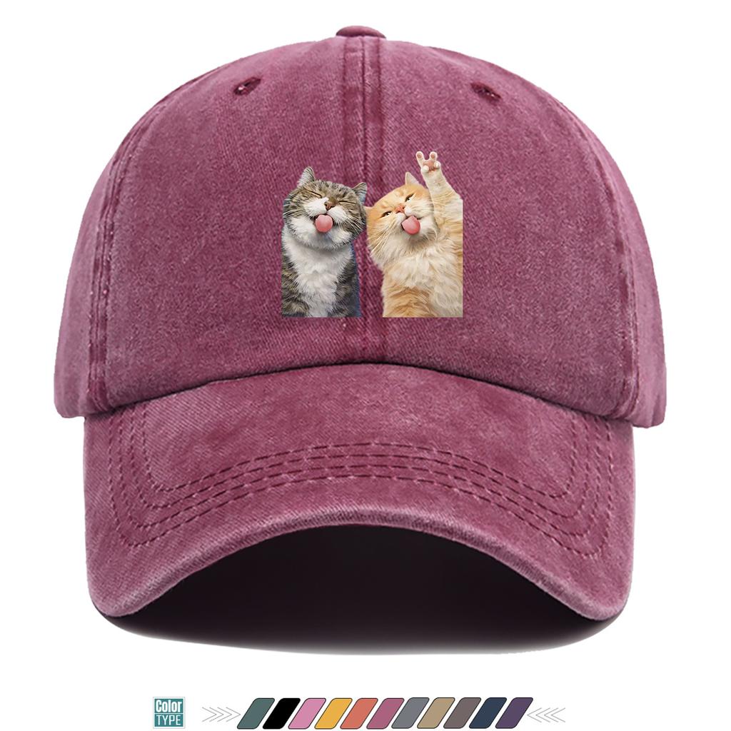 pc pcs Fun Cat Tongue Print Baseball Cap with Pouting Kitten Adjustable Unisex Hat Suitable for Lightweight Breathable Su