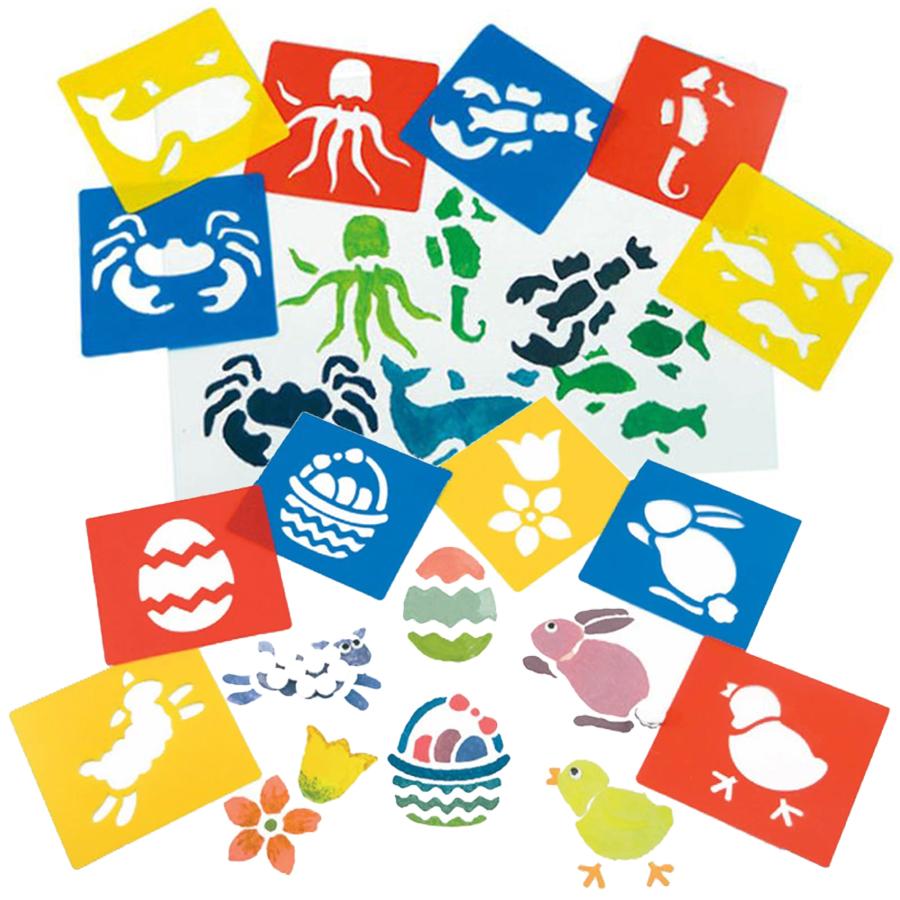 6/12/24Pcs Painting Stencils Reusable Sea Animal & Easter Theme Drawing Templates for DIY Crafts Creative Painting Art Projects