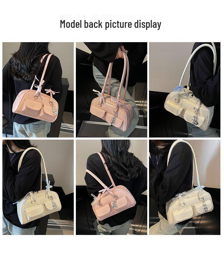 2025 Spring Star-Style High-Value Women's Large Bow Ribbon Shoulder Bowling Bag