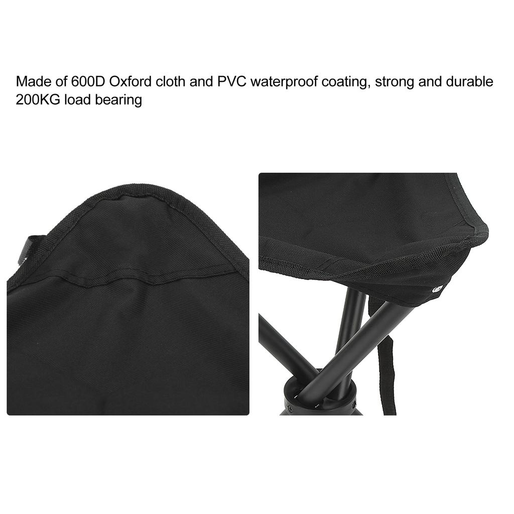 Folding Tripod Stool Anti Slip 200KG Load Bearing Foldable Chair 600D Oxford Cloth Good Stability Portable for Camping