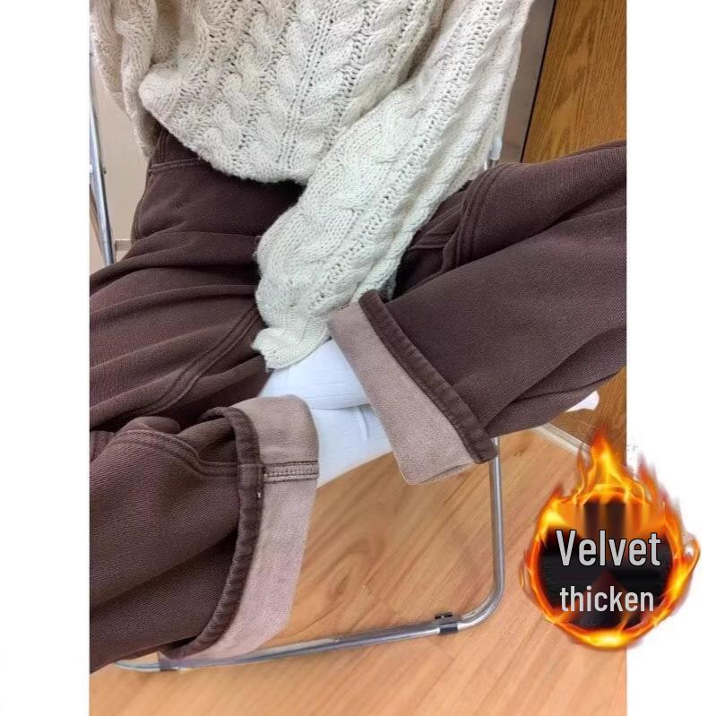 

2024 Trendy Hong Kong Style Velvet Jeans: Hip-Hop High Street Rogue Pants M