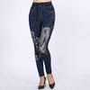 Schlanke Damen-Nahtlose Leggings aus Denim-Jeans mit Katzendruck, lässige knöchellange Bleistifthose