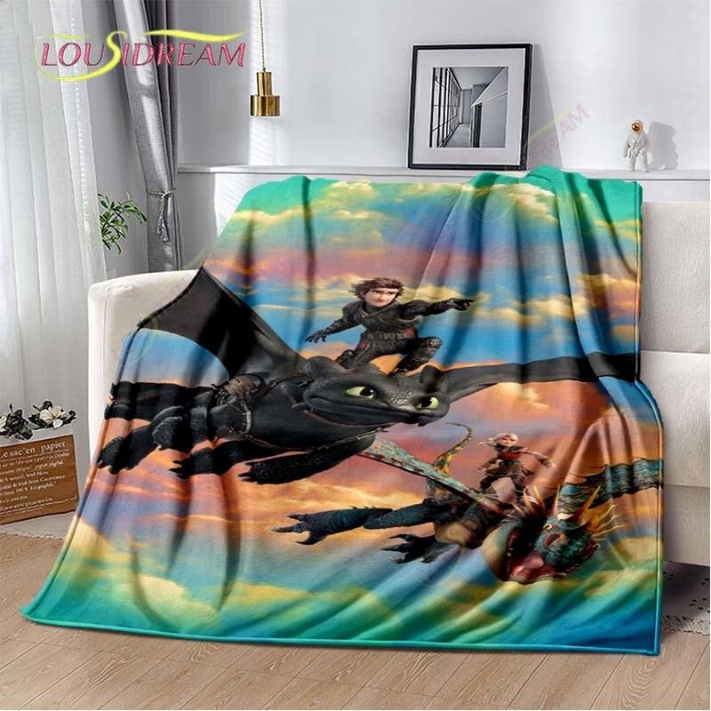 Κινούμενο Σχέδιο Πώς να Εκπαιδεύσεις τον Δράκο σου Χαριτωμένη Κουβέρτα Ελαφρύ Κλινοσκεπάσματα Εξαιρετικά Μαλακή Ζεστή Κουβέρτα Φλις για Κρεβάτι Σαλόνι Καναπέ