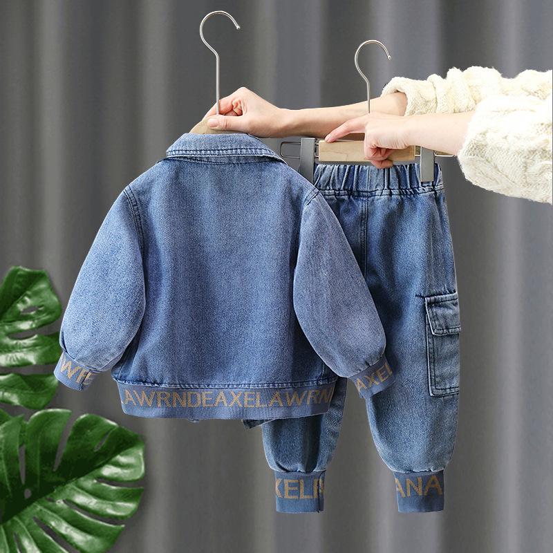 Children's Denim Spring & Autumn Outfit: Fashionable Korean Style Two-Piece Set for Boys & Girls
