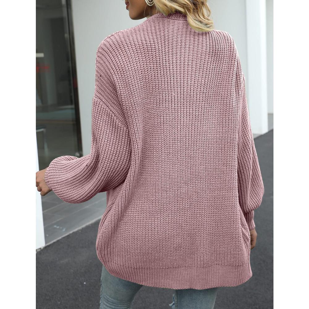 Women's New Autumn/Winter Bell-Sleeve Sweater Women's Outerwear Chunky Knit Pocket Cardigan