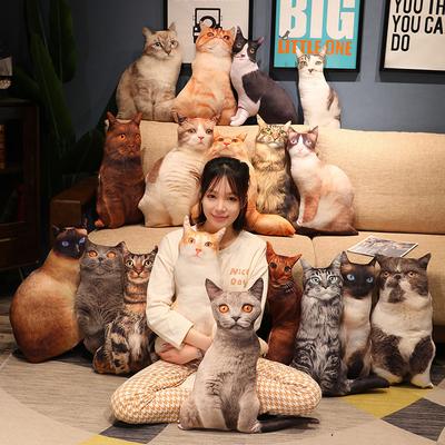 Simulated Cat Throw Pillow Plush Toy Cat Doll Home Sofa Pillow Cushion Girl Rag Doll
