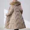 Fashion Woman Long Parkas Winter Coats Hooded Faux Fur Collar Thick Warm Overcoat Women's Jackets