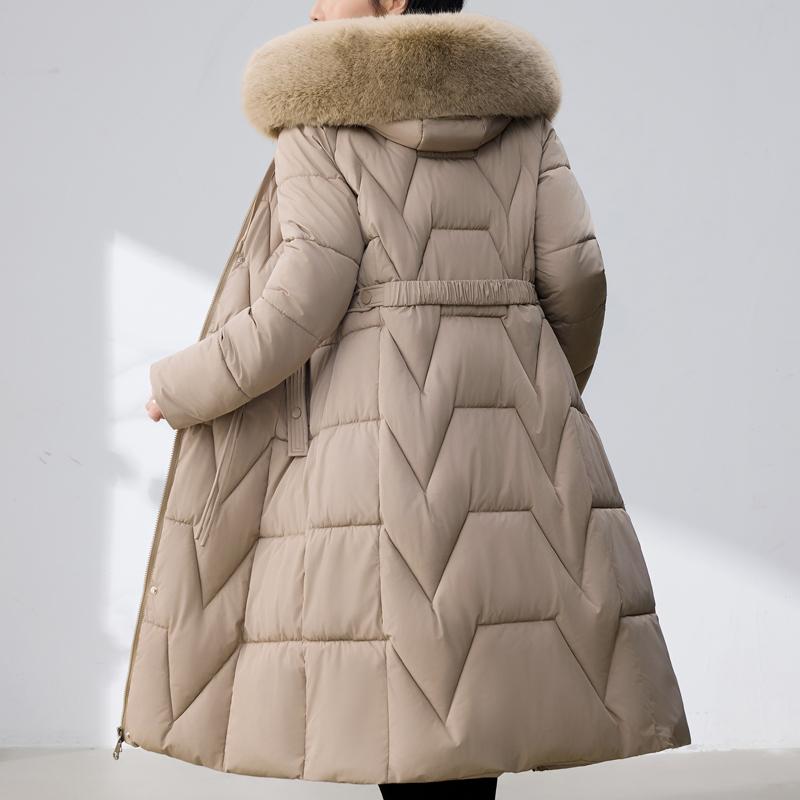 Fashion Woman Long Parkas Winter Coats Hooded Faux Fur Collar Thick Warm Overcoat Women's Jackets