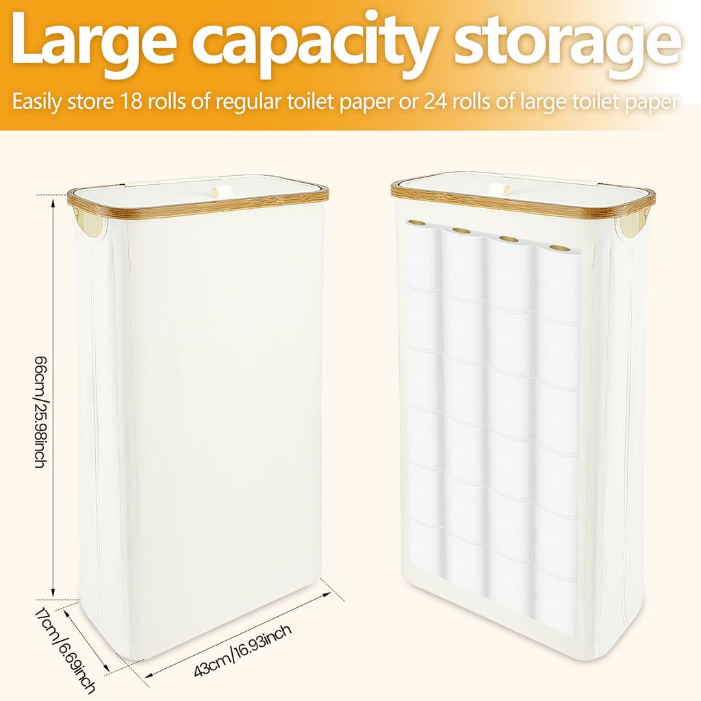 Foldable Toilet Paper Basket Oxford Cloth Roll Paper Storage box with Lid Holds 9-12 Rolls Bathroom Bedroom Roll paper organizer