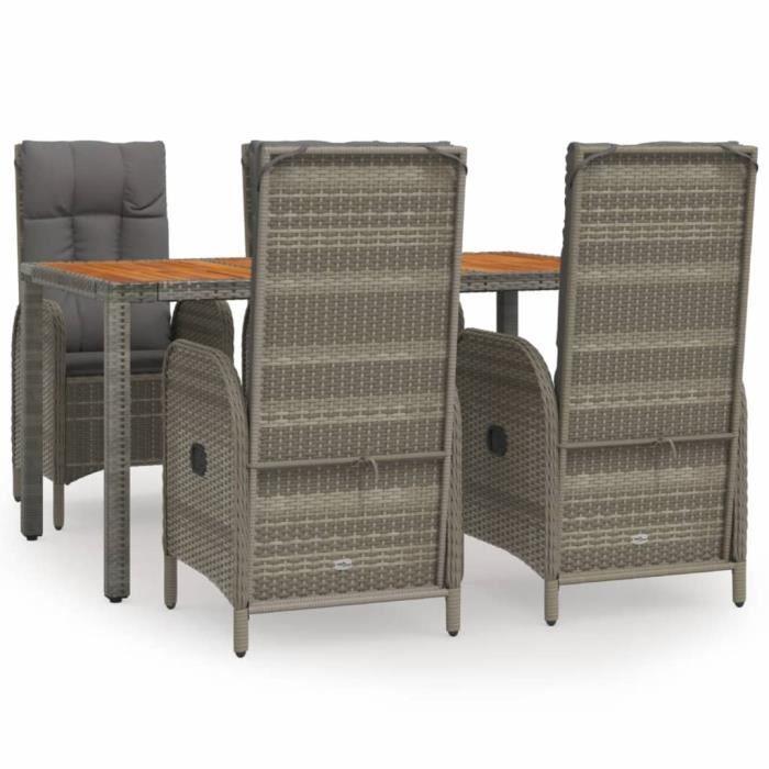VidaXL Ensemble de salle à manger de jardin 5 pcs avec coussins Gris 3185040