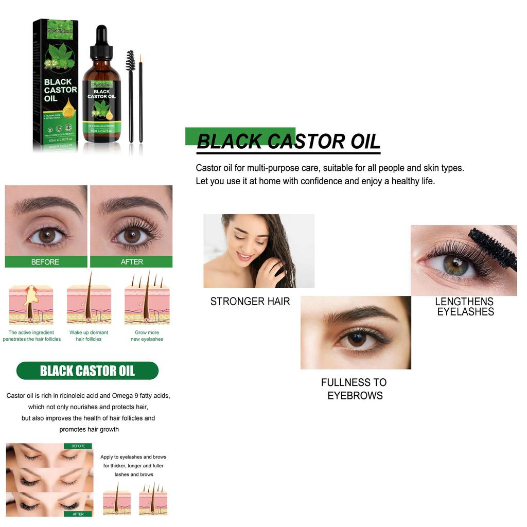 West Month Natural Castor Oil Hair Growth Serum For Nourishing Roots And Thickening Eyebrows And Eyelashes