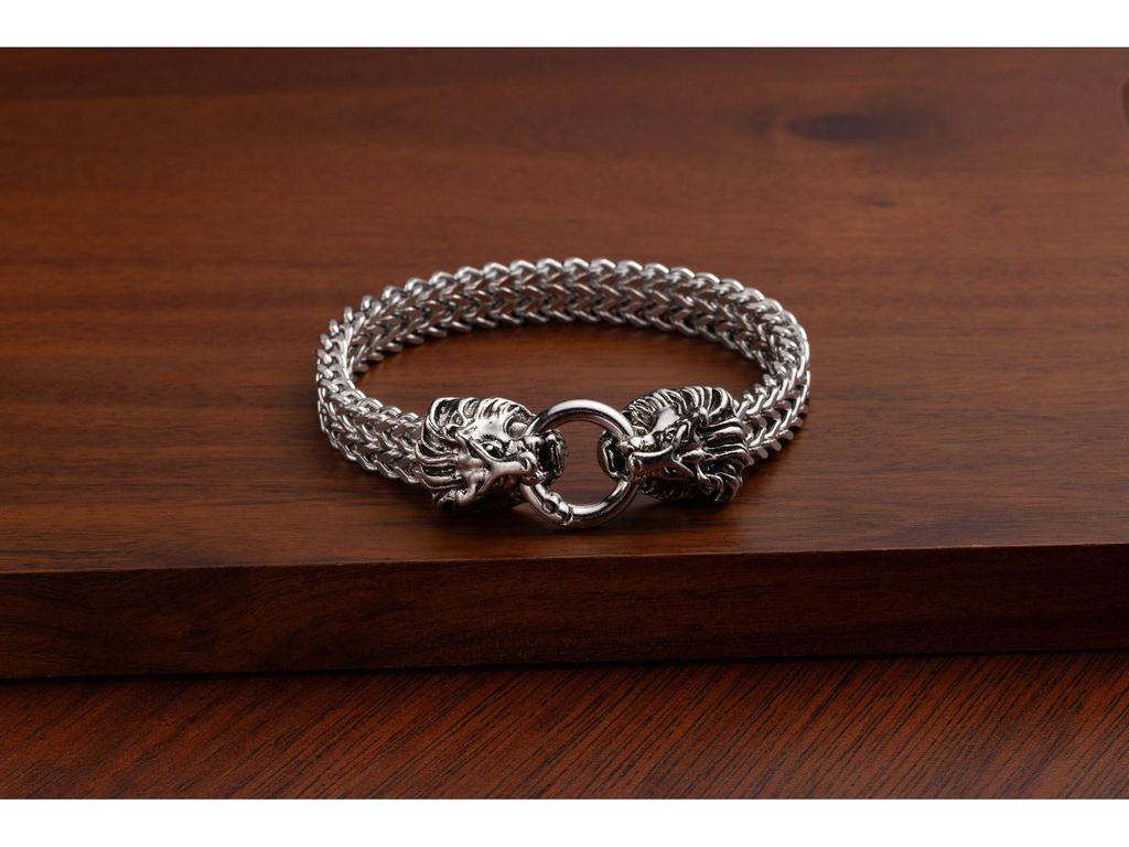 Herren Retro Punk Edelstahl Schlangen- und Tierkopf Armband - Anlaufbeständig