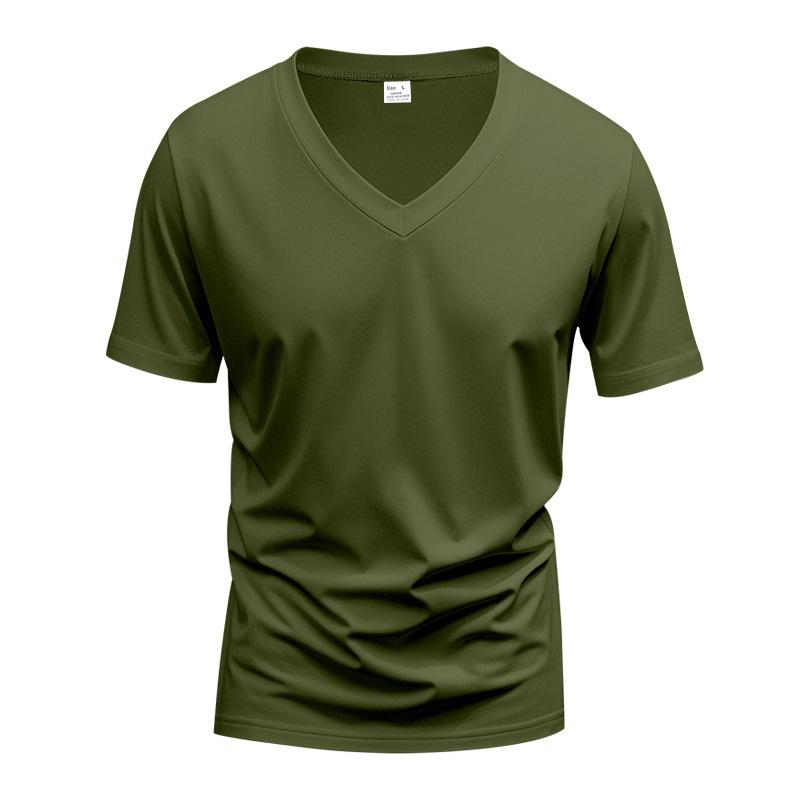 T-shirt Homme Style Américain Col en V Séchage Rapide Respirant Décontracté Sport Manches Courtes Homme