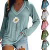 Femei cu decolteu în V Imprimare cu mâneci lungi Cusături Casual Plus Size Tricou Topuri