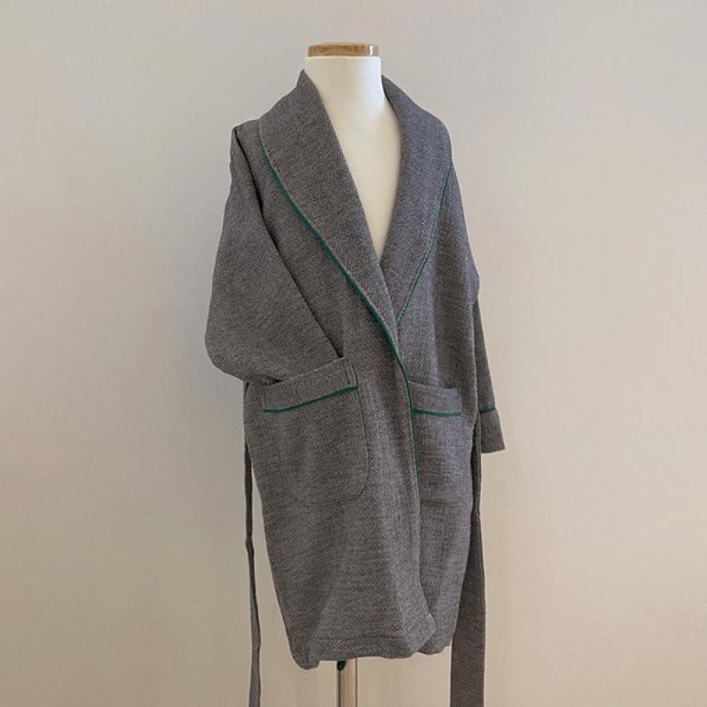 Lunaluz Boys Salt Gauze Double Robe Gown Melan gray/S