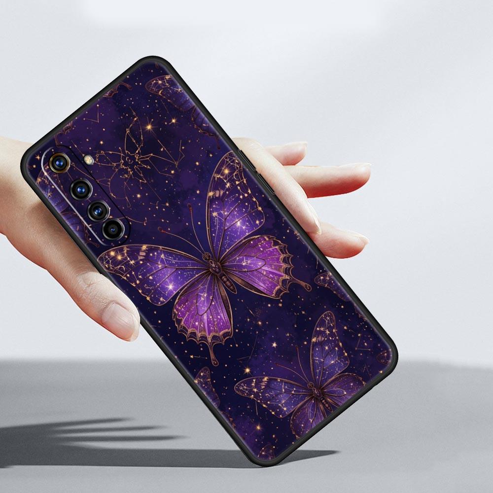 Art Purple Butterfly Soft TPU For Realme 13 12 11 10 9 Pro Plus GT3 GT2 C21 C25 C35 C53 C55 C67 Pro 5G Phone Case Cover Fundas