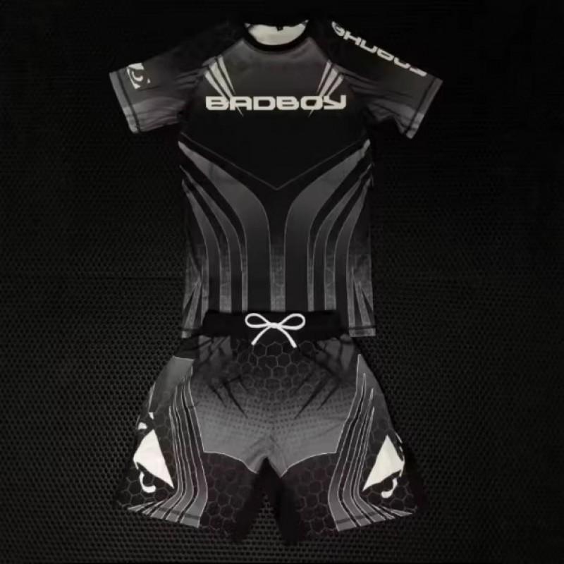 Mens MMA Training Shorts Set 3D Printed Breathable Quick-Dry Sportswear Lightweight Gym Combat Wear