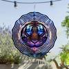 10 Inch Tiger Wind Spinner Outdoor Garden Decor with 360 Degree Rotating Hook Vibrant Blue Purple Design for Patio Lawn Yard Gift