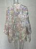 2024 Women's Plus Size Casual V-Neck Long Sleeve Printed Top