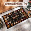 Music Guitar Theme Soft Crystal Velvet Rug Custom Name & Text Print Non Slip Floor Rug for Bedroom Living Room